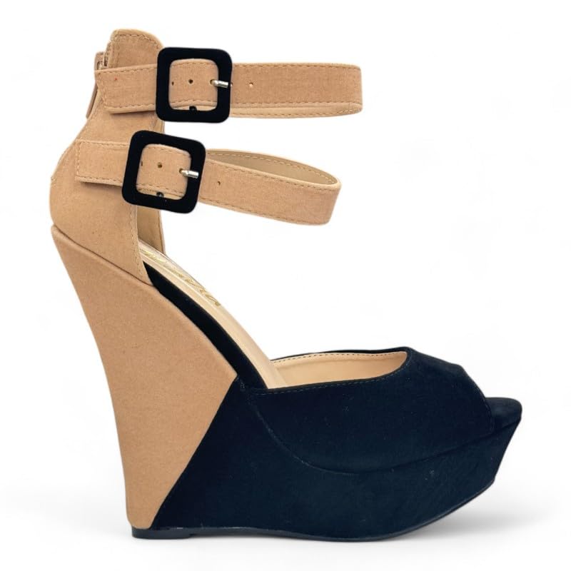 Liliana Women's Wedge High Heels Platform Sandals With Ankle Strap Wedge sandals2