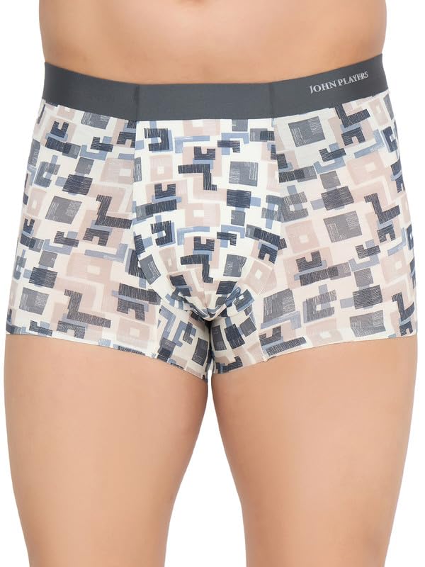 john players Men's Pack of 2 Bonded Printed Trunks in Modal - Free Socks Included-picture-33