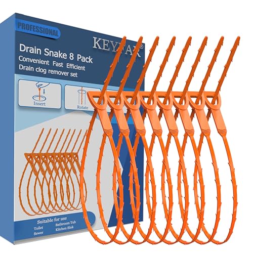 8 Pack 25inch Drain Snake Clog Remover, Drain Hair Remover,