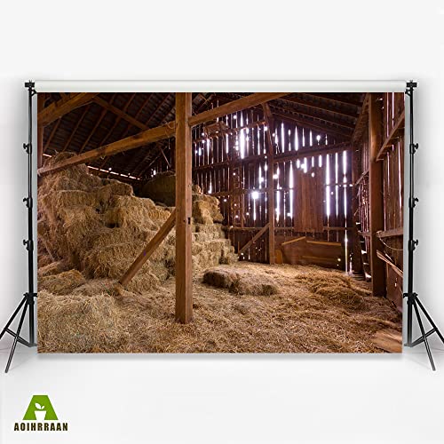 Aoihrraan 3x2,5m Western Barn Backdrop Shabby Wild West Wooden Storehouse Grain House Photography Background Cowboy Themed Party Decoration Girls Boys Adults Artistic Portrait Photo Studio Props - Image 3