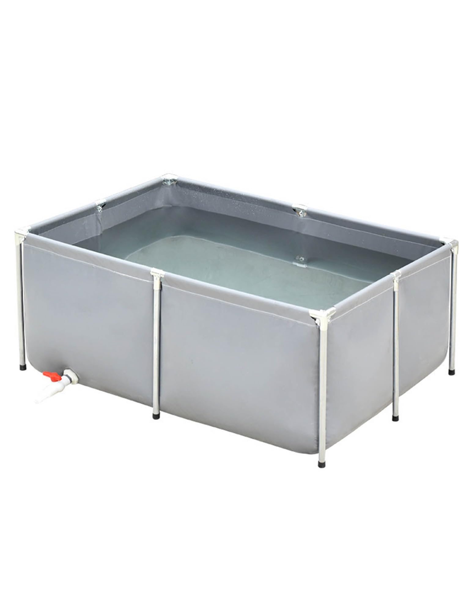Laghetto per Pesci in PVC Flessibile con Supporto in Acciaio - Laghetto da Esterno Adatto per acquariofilia, idroponica e aquascaping. Grigio, 200x200x40 cm.