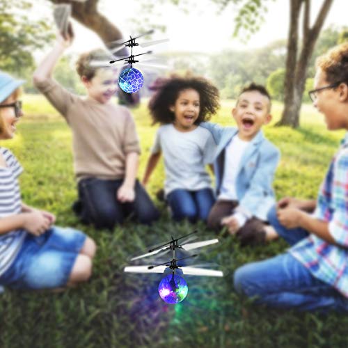Flying Ball Toys, RC Toy for Kids Boys Rechargeable Light Up Ball Drone Infrared Induction Helicopter with Remote Controller for Indoor and Outdoor Games Girls Gifts for Teens 2 PCS