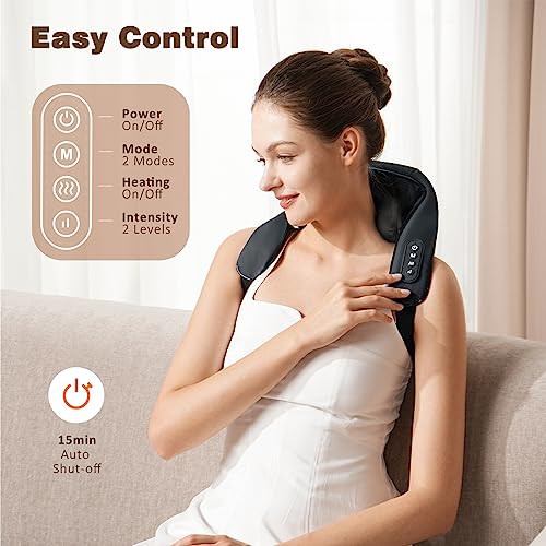 image for KNQZE Neck Massager with Heat, Electric Deep Tissue 4D Expert Kneading