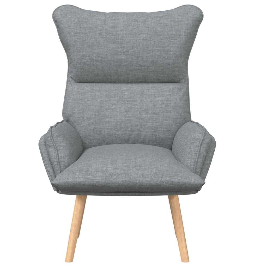 Krzesło relaksacyjne jasnoszare, 69 x 74 x 93 cm, obicie z materiału, ergonomiczny fotel wypoczynkowy z nogami z litego drewna do salonu, sypialni i kącika do czytania
