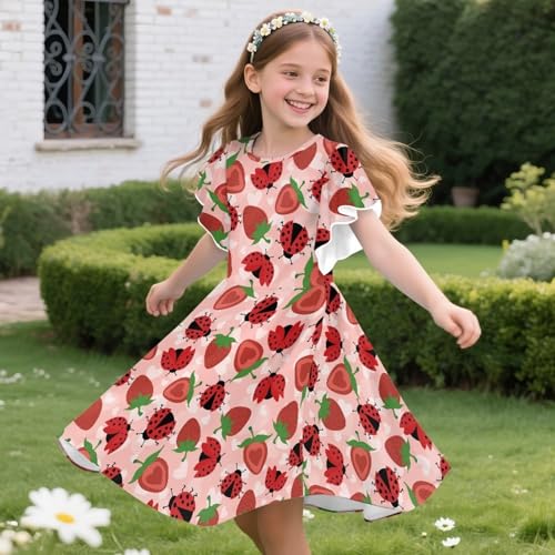 HUIACONG Girls Summer Dress for Party Beach Birthday Gifts Ruffle Sleeve Midi Casual Sundress Back to School Clothes4