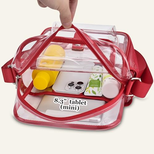 Image of SPODEARS Clear Crossbody Bag for Stadium, Concert, Festival & More - Adjustable Shoulder Strap & Bottle Holder