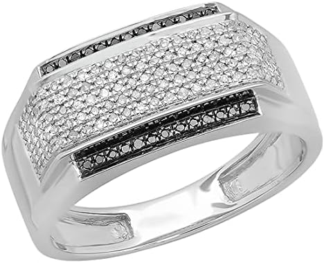 Dazzlingrock Collection 0.45 Carat (ctw) White & Black Diamond Men’s Hip Hop Pinky Ring 1/2 CT, 925 Sterling Silver