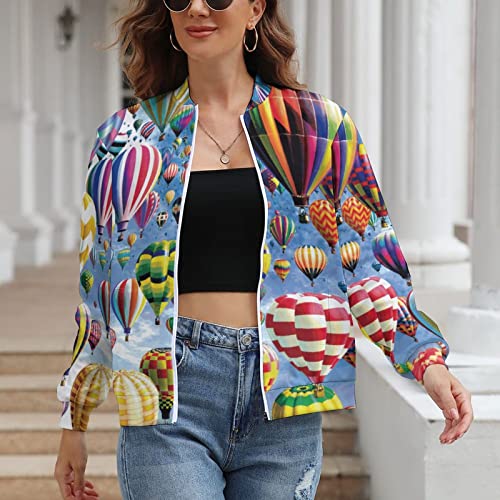 Amrandom Fall Jacket Thin Hoodies For Women Sweater (Hot Air Balloon Sky Cartoon Print) Lightweight Long Sleeve Sweat Shirts Essential Hoodie Girls Pullover Tops #TOP1