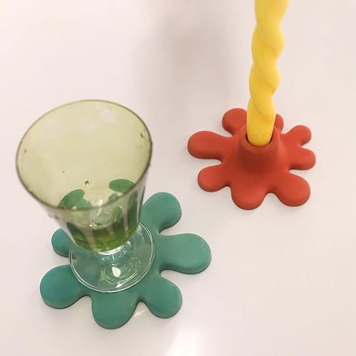 Miniatura 2 de BOOWAN NICOLE Soporte de vela de cemento irregular molde de silicona, molde de posavasos de hormigón Bandeja de vela de yeso Decoraciones para el