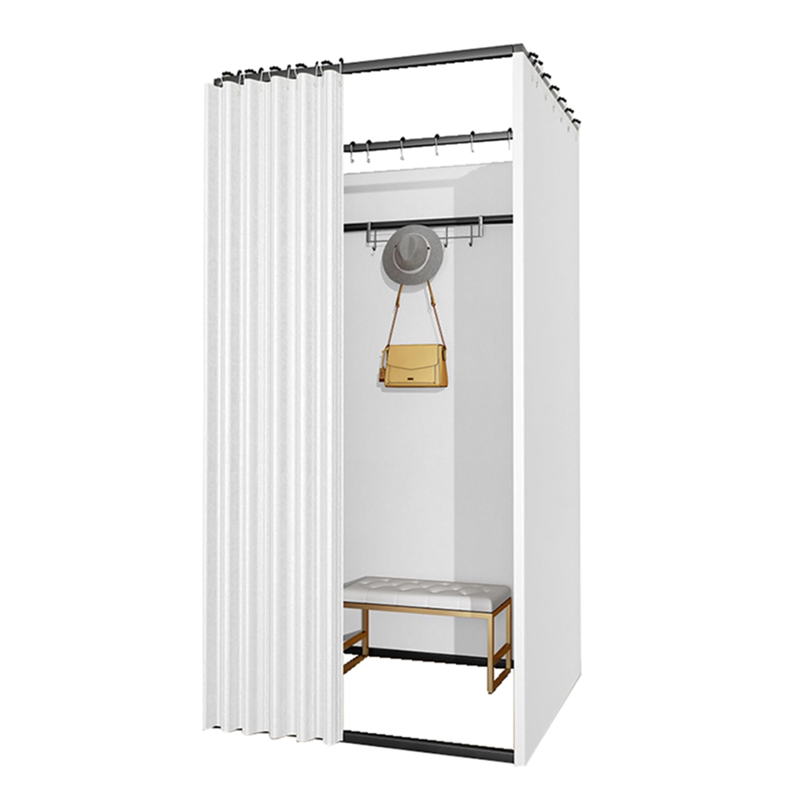WPYGHLJN Camerino Negozio Abbigliamento, Portatile Camerini Spogliatoio Montato A Parete, Tipo C Spogliatoio Con Tenda per Prova Abiti Schermo Privacy, Grigio