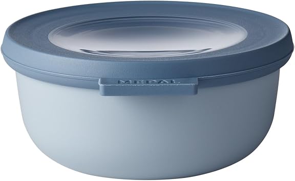 Mepal Rosti Cirqula Multi Food Storage and Serving Bowl with Lid، Low Bowl-11oz، Nordic Blue