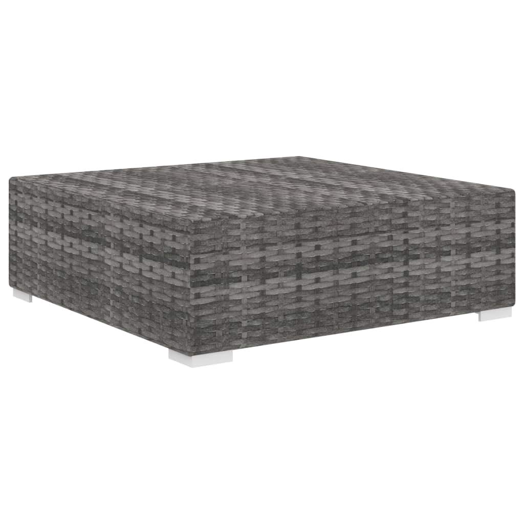 Repose-pied d'extérieur en résine tressée Gris, Modulaire et Confortable avec Coussin Épais Amovible, pour Salon de Jardin, Terrasse, Balcon - Résistant aux Intempéries et Facile à Nettoyer