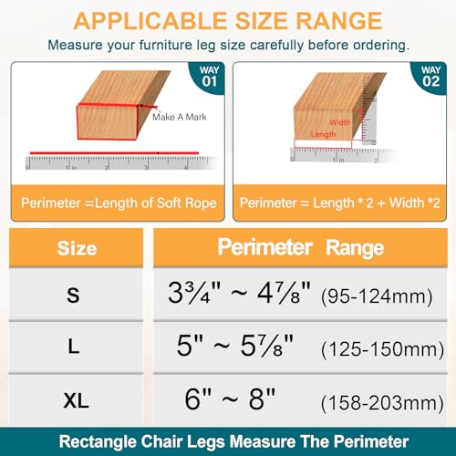 Image of OASMU 32 Pcs Chair Leg Floor Protectors for Hardwood Floors Rectangular | Chair Leg Caps with Felt Pads, Noise Reduction & Anti Scratch Furniture Feet Covers, Fits Perimeter 3-9 /16 inch to 4-14 /16 inch