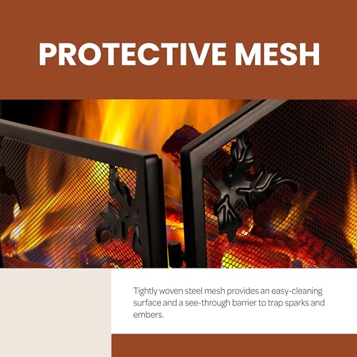 Puerta de chimenea Lavish Home con malla protectora antichispas 6
