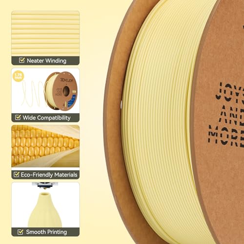 Image of 3DHoJor Matte PLA Filament 1.75mm, Upgrade 1kg Cardboard Spool PLA Filament 1.75 PLA 3D Printing Filament, Print with Most 3D Printers Using 3D Filament-Almond Yellow