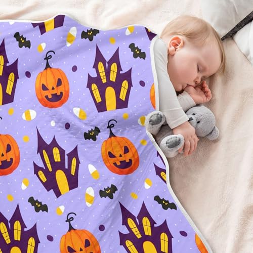 Burbuja Castles Pumpkins Baby Blanket for Boys Girls, Nursery Soft Warm Swaddling Receiving Baby Blankets, 30x40 in Toddler Blanket 5