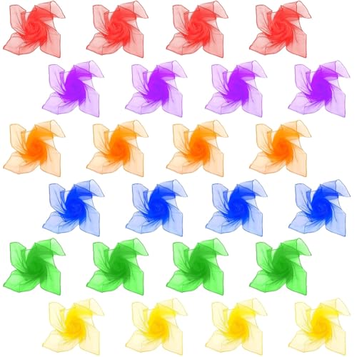 24PCS Juggling Scarves Silk Dance Music Scarfs Magic Tricks Performance Props Accessories Movement Scarves Square Rhythm Band Scarves 6 Colors 24inch*24inch4