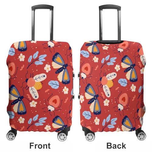 Luggage Cover for Suitcase, Morbuy Butterfly Print Business Suitcase Cover Protector Fit 19-32 Inch Luggage, Baggage Covers with Zipper for Travel (Red,S(19-21inch suitcase))3