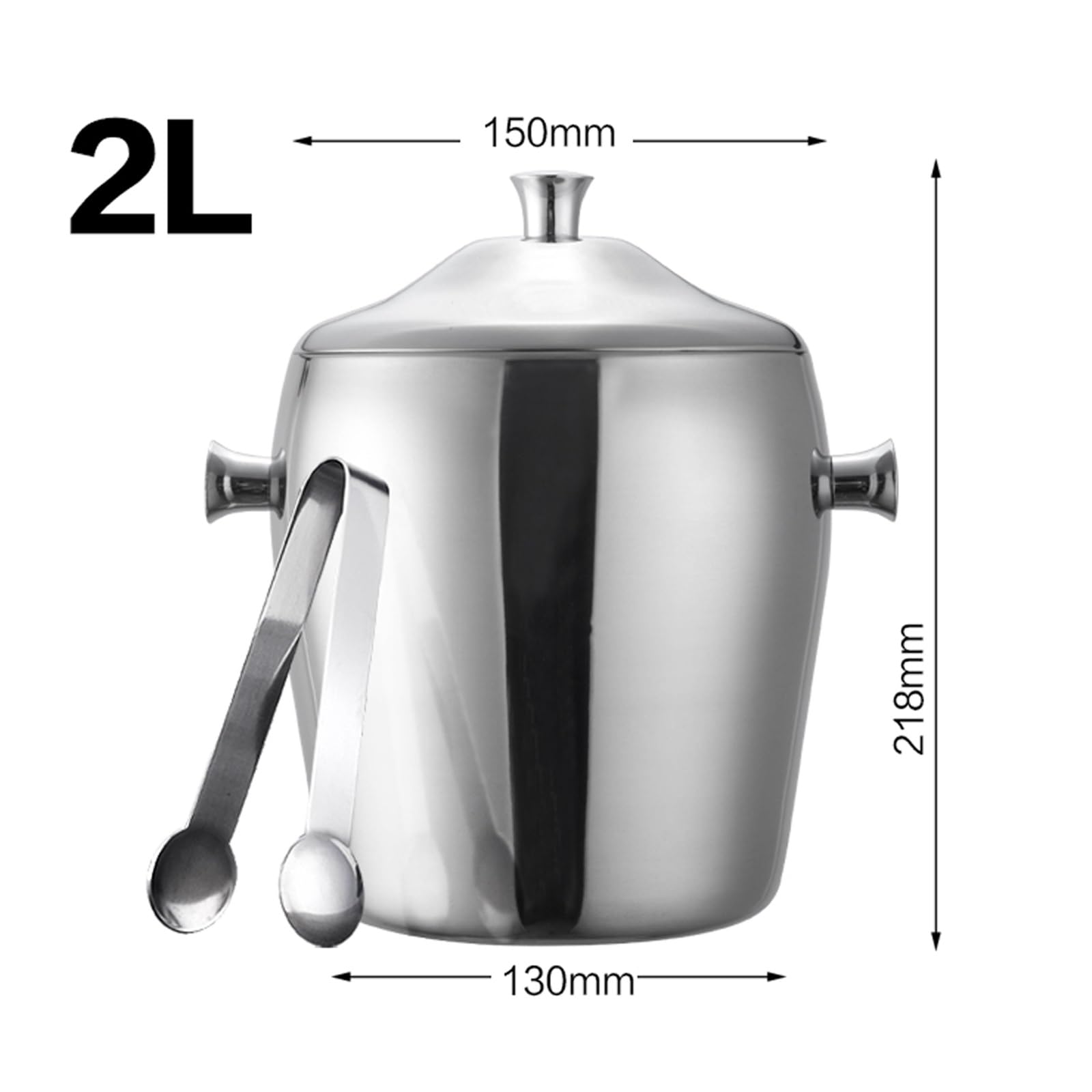 Cubo de hielo con tapa y pinzas, acero inoxidable de doble pared, perfecto para enfriar cerveza, champán, vino y entretenimiento en fiestas en casa, capacidad de 1,2 L/2 L