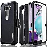 COVRWARE Tri Series Case for LG Aristo 5 / Phoenix 5 / Fortune 3 / Risio 4 / Aristo 5 Plus +/ Tribute Monarch/ K8X / K31 Built-in Screen Protector Holster Belt Swivel Clip Kickstand Armor Cover, Black