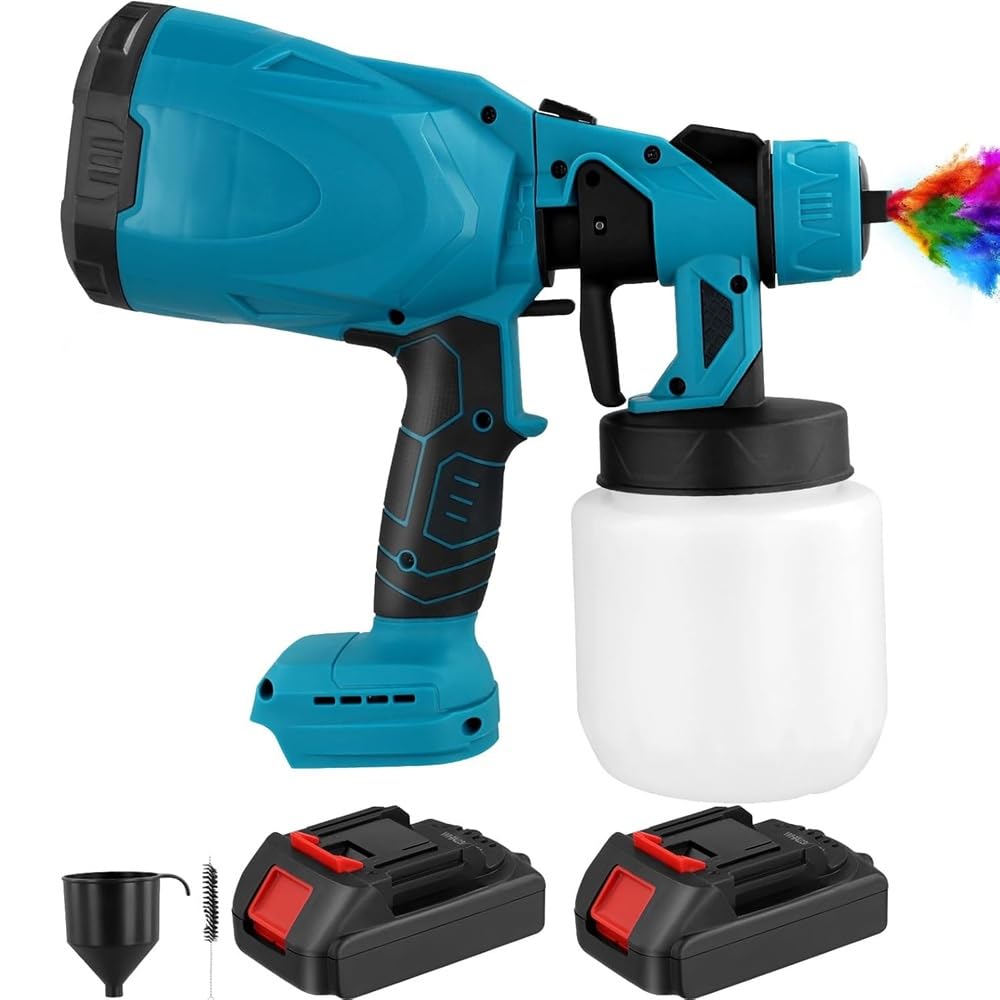 Pulverizador eléctrico inalámbrico con 3 modos de pulverización, 2 baterías de 48 V y depósito de 800 ml, aerógrafo para pintar pistola pulverizadora