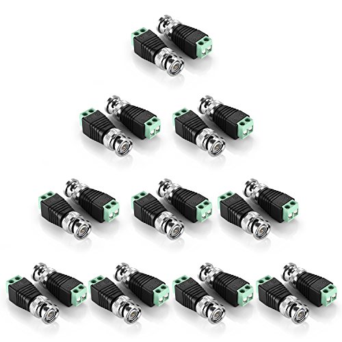 Neewer® 20 pcs Coax CAT5 To Camera CCTV BNC Video Balun Connector Zinc Alloy+Plastic