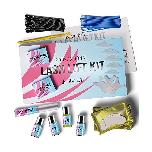 Stacy Lash Lift Kit - Professional Salon Premium Quality Eyelash Perm Curling Lotion & Liquid Full Lifting Set - Eyelash Perming Wave Curling Semi-Permanent