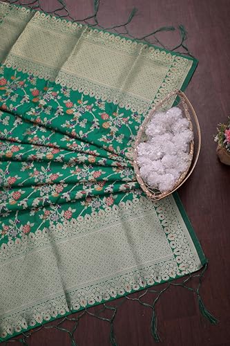 Image of DEVANGI Women's Woven Banarasi Silk Dupatta /Chunni For Women, Floral Print 1 Meter Wide and 2.3 Meter Length Printed Designer Dupatta /Chunni For Girls