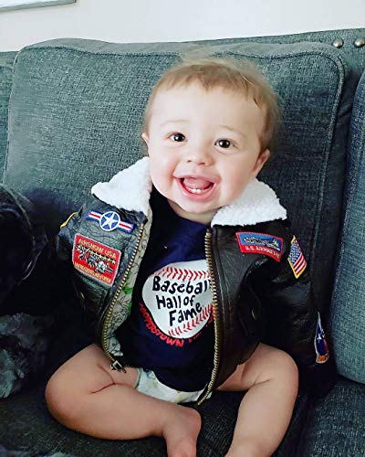OYSTERBOY Youth A-2 A2 Bomber Jacket Aviation Pilot Military PU Leather Coat for Kids Boys3