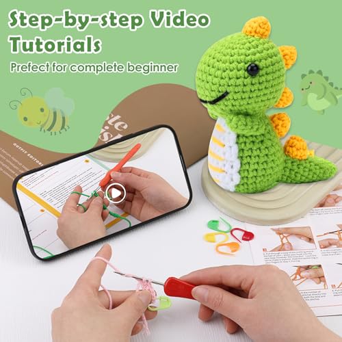 Image of TecoKart 4Pcs Crochet Set - Animals Series Crochet Kit for Beginners Adults and Kids, DIY Kit with Tools and Step-by-Step Video Guide,Multicolored