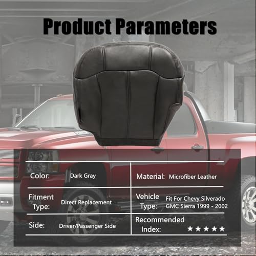 Housse de siège en cuir gris passager pour GMC Sierra 1999-2002 Priprilod - 7