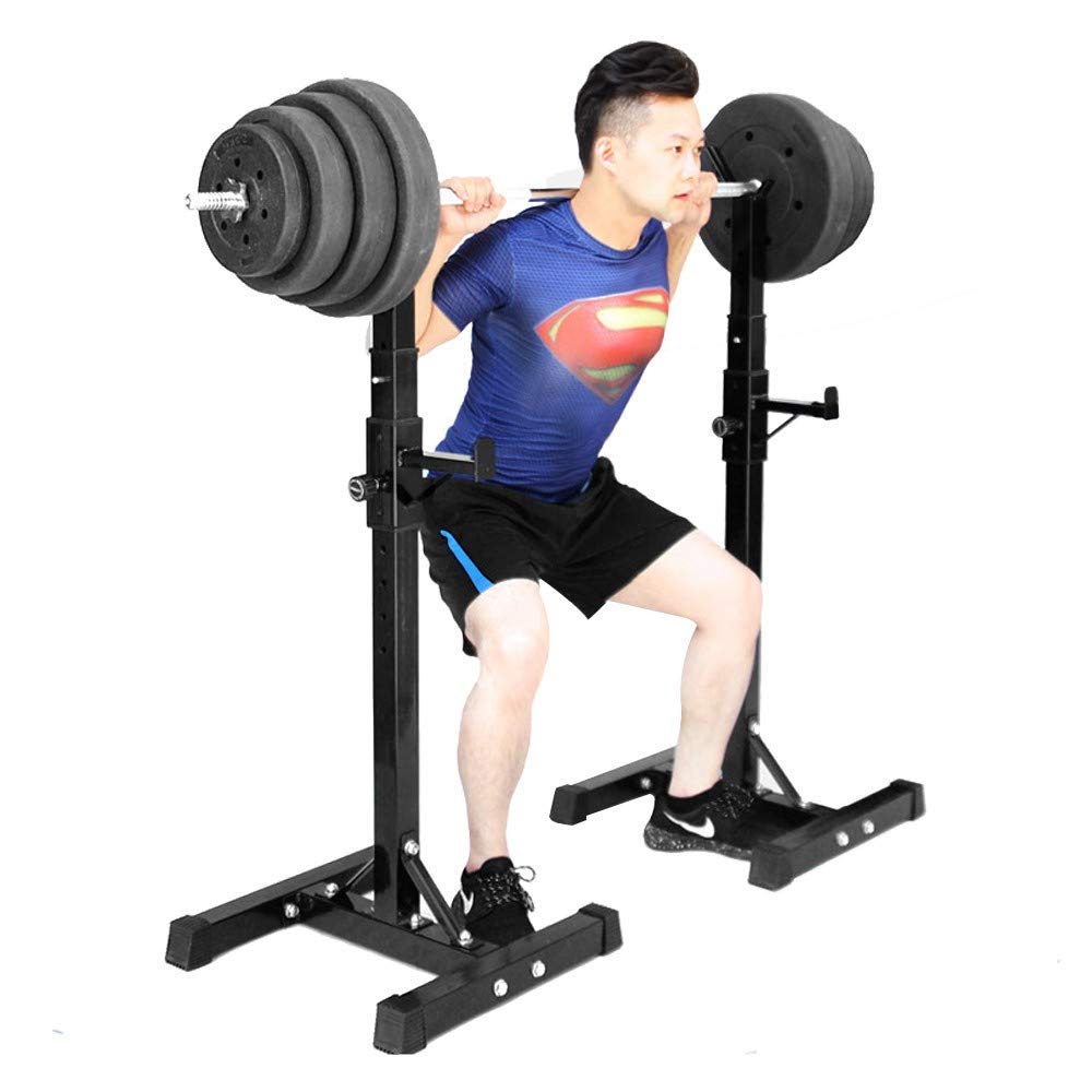 Amazon | 調整可能なスクワットラックバーベルラック、屋内ジム