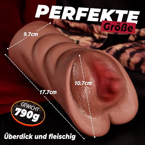 Realistischer Masturbator Taschenmuschi Silikon Masturbieren Sex Spielzeug mit 5D Klitoris Doppelkanal Masturbator Groß für Mann 2 in 1 Sexspielzeug für die Männer solo (braun)