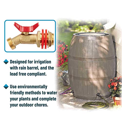 Minimprover Lead-Free Brass Water Ball Valve With Bulkhead Fitting Adapter,3/4"Male G Threaded To 3/4" Male Ght Outlet,Rain Barrel Inlet Outlet Quarter Turn Spigot #TOP4