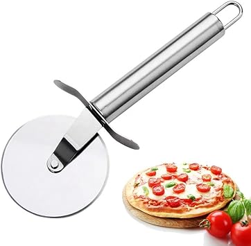 Paslanmaz Çelik Pizza Ruleti, Hamur Kesici, Profesyonel Mutfak Aleti 20 Cm Pizza Kesici Tekerlek Yapışmaz Bıçak,Çelik Pizza Bıcağı
