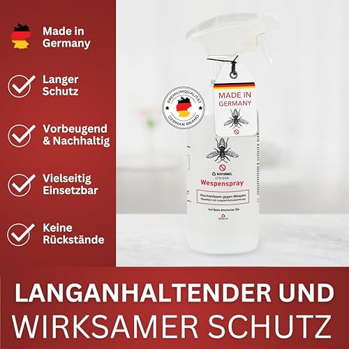 BIODELTA Wespenspray - Wespen effektiv bekämpfen - Anti-Wespen-Spray für schnellen Schutz - Wespenschutz für Garten, Terrasse & Grillen - fleckenfrei (500, ml)