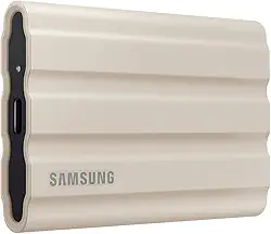 Samsung Unidade de estado sólido externa portátil T7 Shield USB 3.2 1TB, IP65 resistente à água, compatível com PC/Mac/Android/consoles de jogos (MUPE1T0K/AM), bege