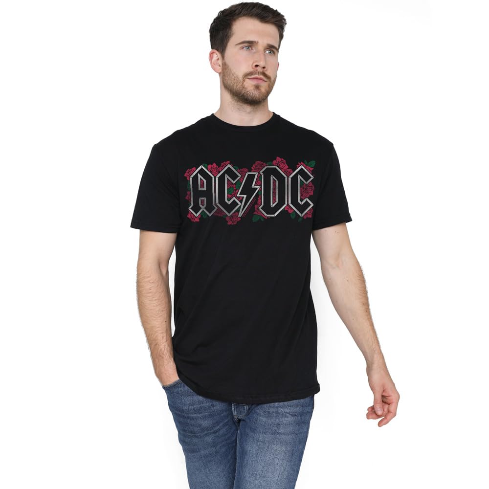 ACDC Roses Logo Unisex T Shirt, Black, XXXX-Large