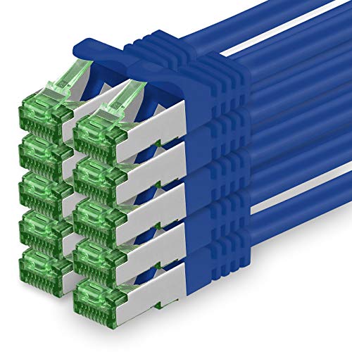 1aTTack.de Câble Réseau Cat7 Cat 7 10 GB/s - 10x 2m - RJ45 Ethernet LAN DSL Routeur Modem - Bleu