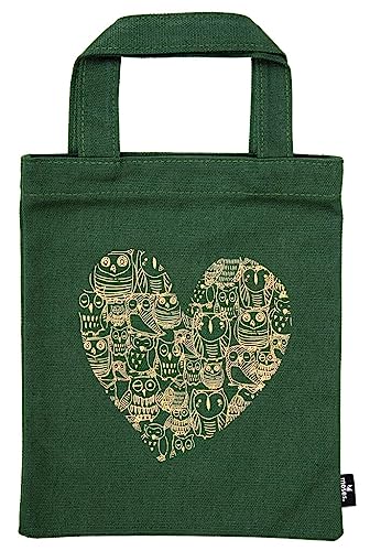 moses. libri_x Büchertasche Eulenherz Kleine Tragetasche aus 100% Baumwolle Die perfekte Geschenkverpackung zum Buch schönes Geschenk für Vielleser Leseratten und Buch Fans