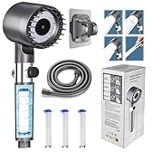 Soffione Doccia Alta Pressione con 4 Filtri – Doccino per Doccia con Tubo 1,5 m, 3+1 Getti Regolabili, Risparmio Idrico, Materiale ABS di Alta Qualità, Installazione Universale