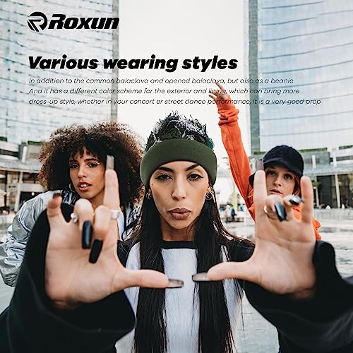 Roxun Distressed Balaclava Ski Mask, Shiesty Yeat Airsoft Custom Camo Knitted Face Mask For Men/Women Orange Mixed #TOP2