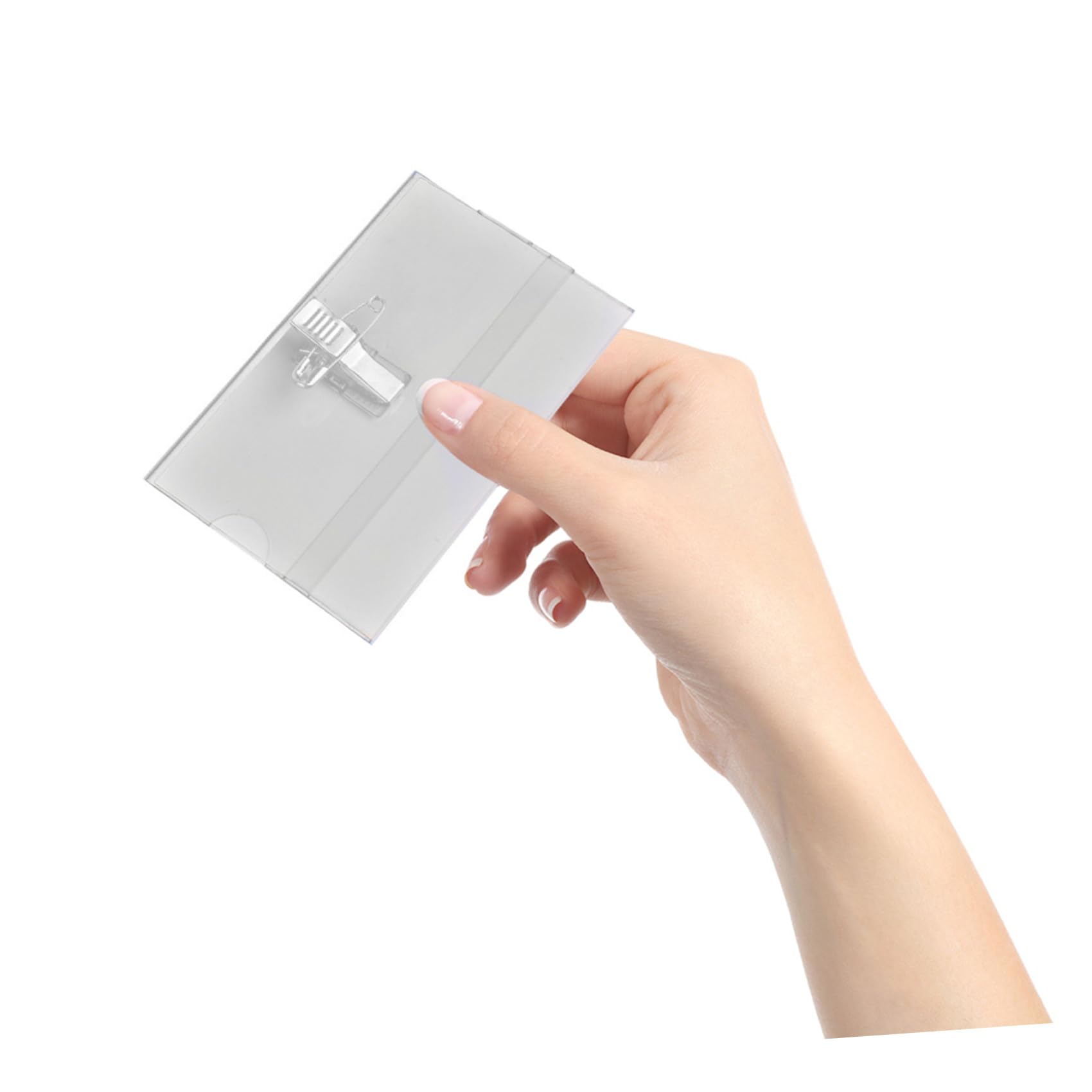 Porta Badge Trasparente Pvc Doppia Faccia con Clip 100 Pezzi