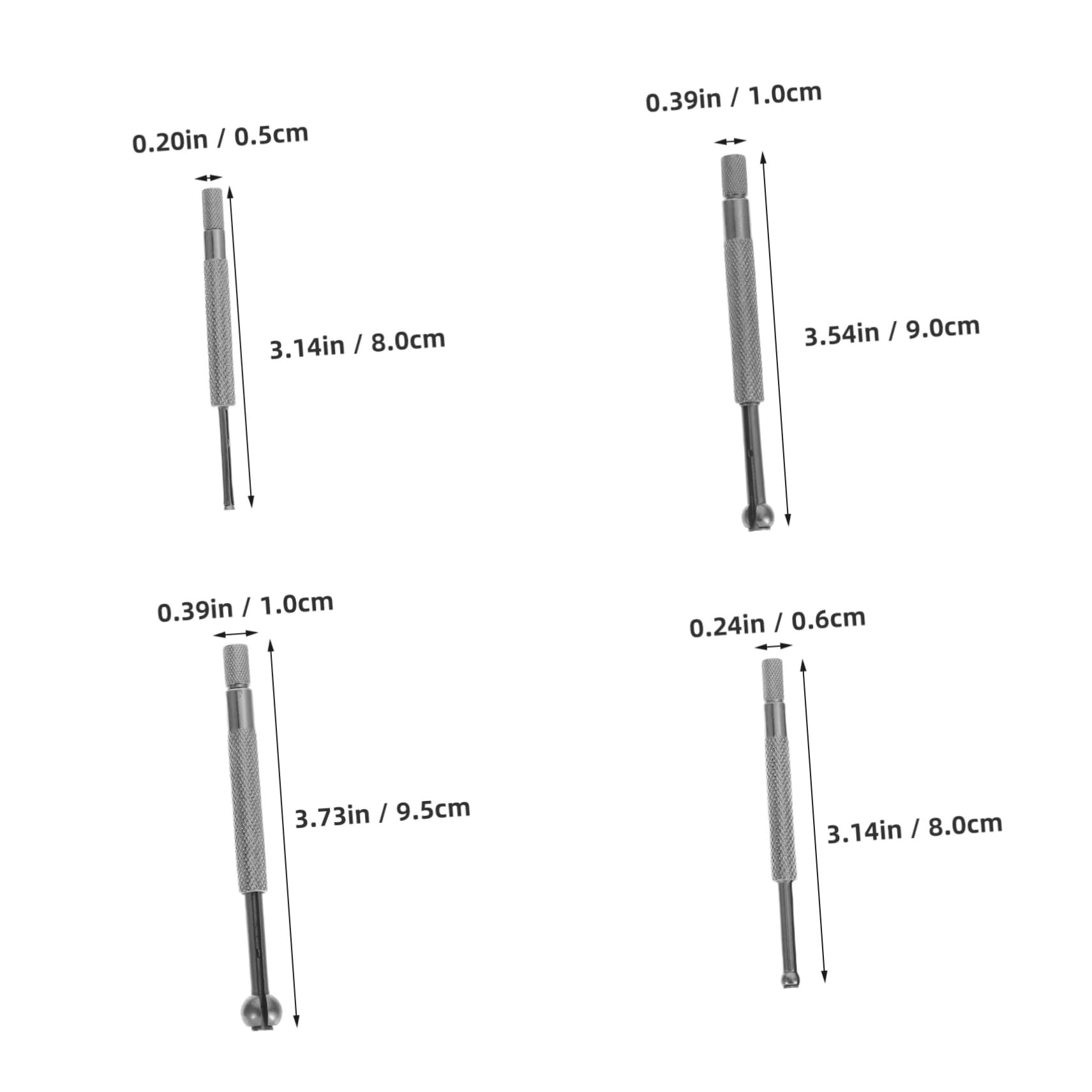Juego de 4 Calibres de Orificio Telescópicos Ajustables de Acero