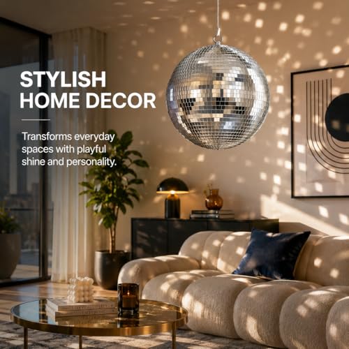 Youdepot - Bola espejada de discoteca de 16 pulgadas y paquete de 2 bolas de 4 pulgadas, decoraciones plateadas para fiestas, bodas, Navidad y decoración retro años 70 miniatura 6