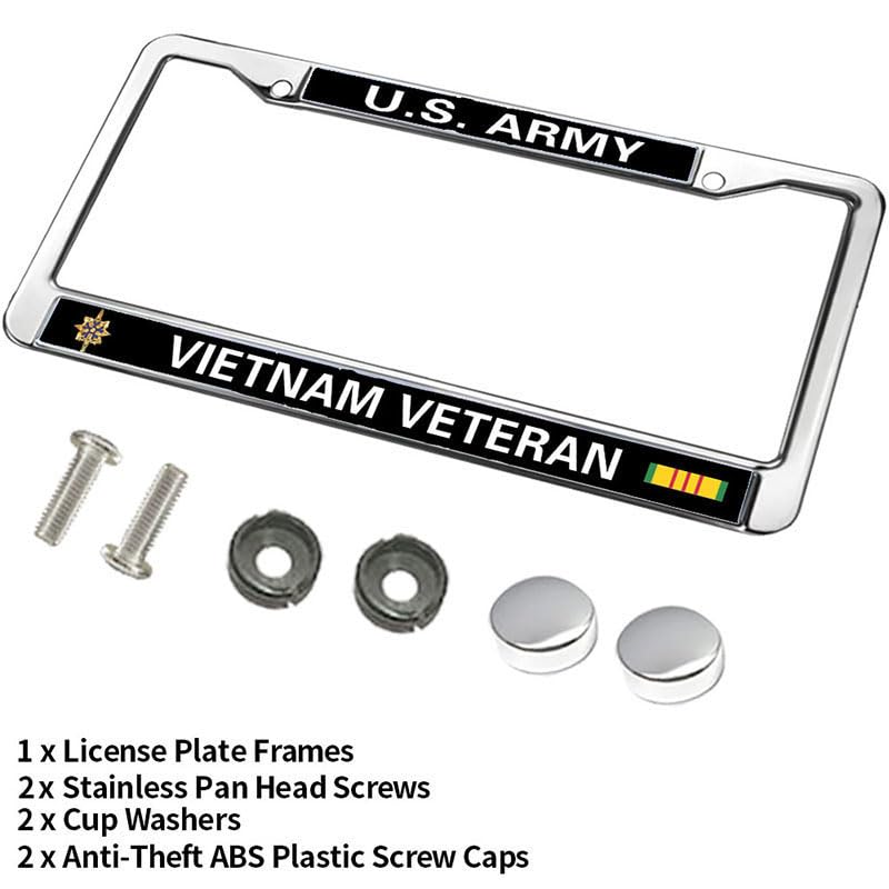 Image of Military Vietnam Veteran License Plate Frame - Military Service Commemorative Car Accessory