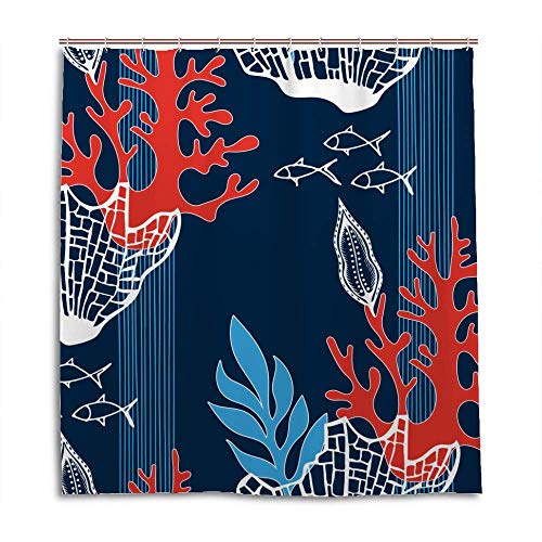 Rideau de douche bleu océan 183x183 cm en polyester lavable