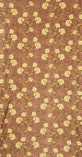 Image of Heavy Polyester Floral Printed Long Door Light Filtering Curtains for Living Room Bedroom Hall Room, 9 feet Long Door, Brown, Set of 2