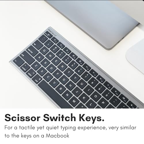 Macally Ultra-Slim USB Wired Computer Keyboard - Works Great as Both a Windows or Wired Mac Keyboard - Compatible Full Size Apple Keyboard with Numeric Keypad for Mac mini, iMac, MacBook - Space Gray