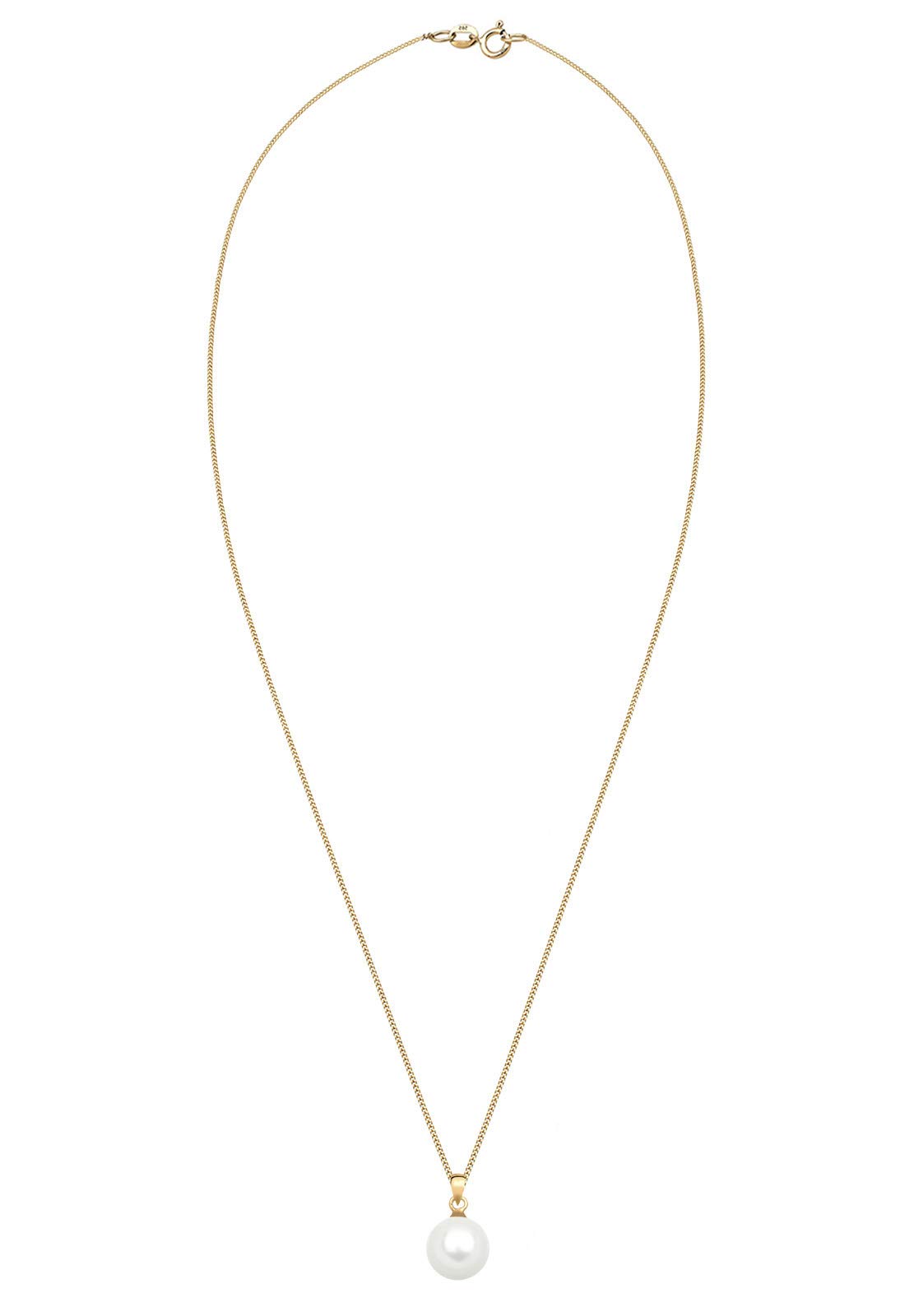 Elli Premium Halskette Damen mit Anhänger Muschelkernperle Luxuriös | Filigran in 585 Gelbgold